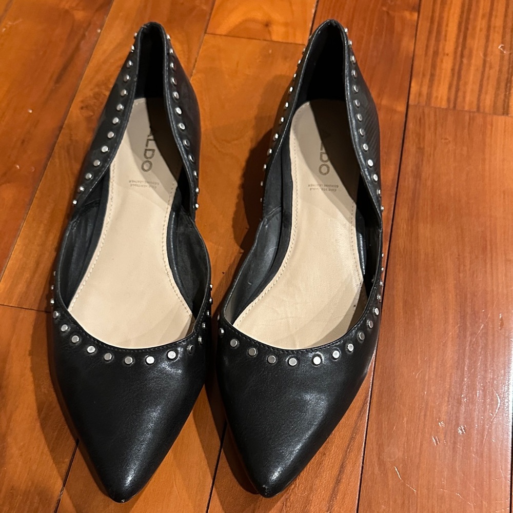 ALDO Black Studded Pointed Flats